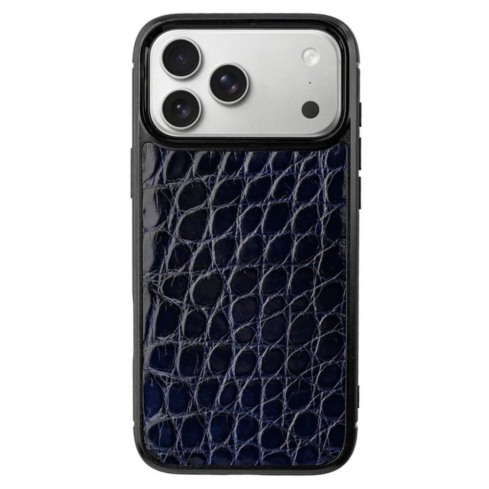 Deep Blue Alligator Leather iPhone 17 Pro/Pro Max Case • MagSafe Ready
